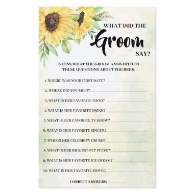 What Groom say Sunflowers  Game  Flyer