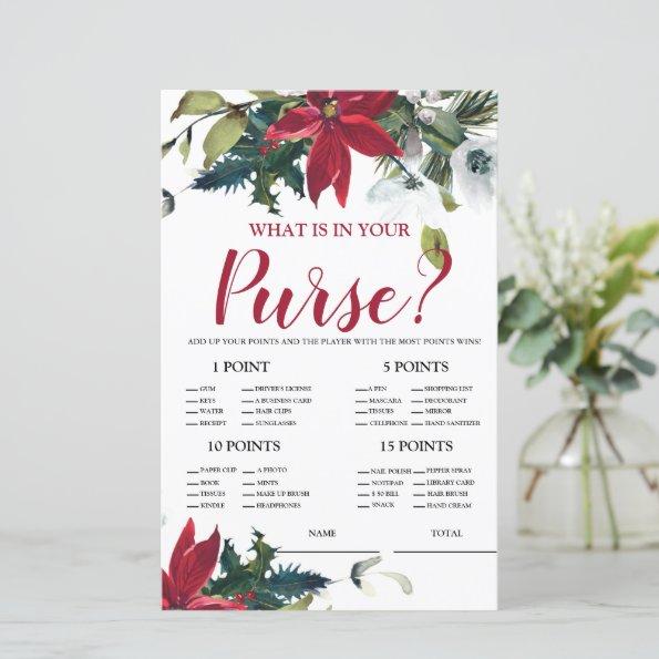 What is in Purse Christmas Poinsettia Bridal Game