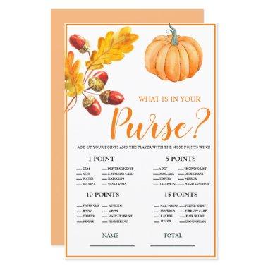 What is in Purse Fall Pumpkin Bridal Game