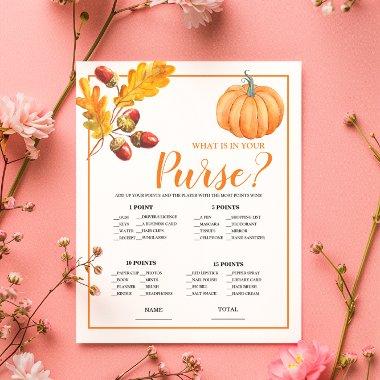 What is in Purse Fall Pumpkin Bridal Game