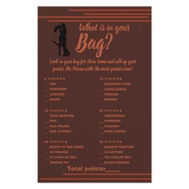 What is in your Bag Shower Game  Dark Flyer