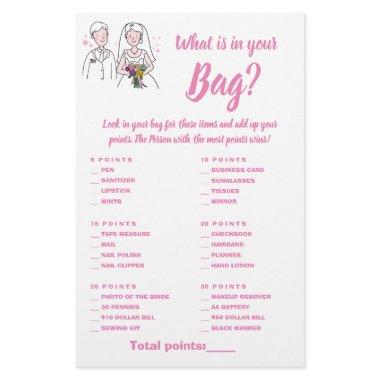 What is in your Bag Shower Game  Pink Love Flyer