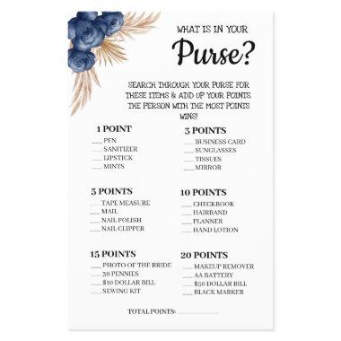 What is in your Purse Blue Flower Shower Game  Flyer