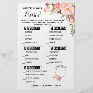 What is in your Purse Bridal Shower Pink Game Invitations Flyer