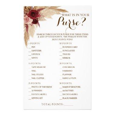 What is in your Purse Pampas Shower Game Invitations