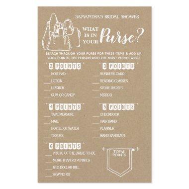 What is in your Purse rustic shower bilingual game