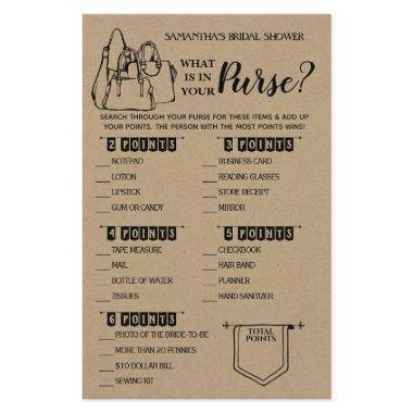 What is in your Purse rustic shower bilingual game