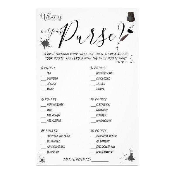 What is in your Purse | Shower Game Invitations Flyer