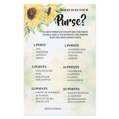 What is in your Purse Sunflowers Shower Game  Flyer