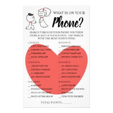 What is on your Phone Bridal Shower Game Invitations Flyer