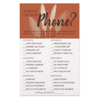 What is on your Phone? Pampas Shower Game  Flyer