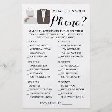 What is on your Phone Shower Game Invitations Flyer