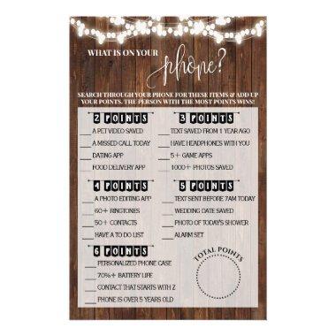 What is on your Phone Western Bridal Shower Game Flyer
