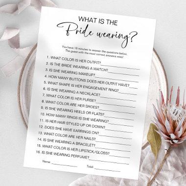 What Is The Bride Wearing Bridal Shower Game Invitations