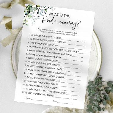 What Is The Bride Wearing Bridal Shower Game Invitations