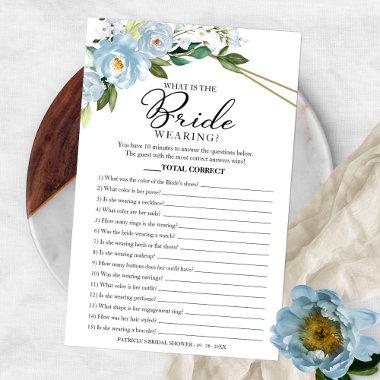 What Is The Bride Wearing Game Floral Dusty Blue Flyer