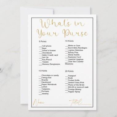 What;s In Your Purse White and Gold Bridal Shower Invitations