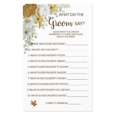 What the Groom Say Boho Autumn Floral Game Flyer