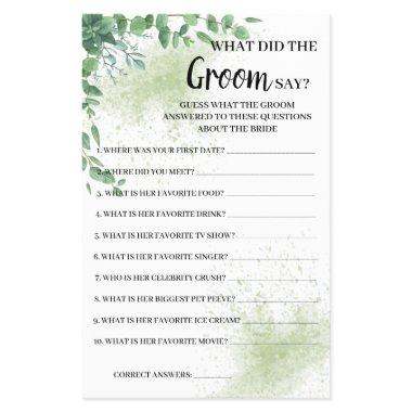 What the Groom Say Eucalyptus Greenery Game  Flyer