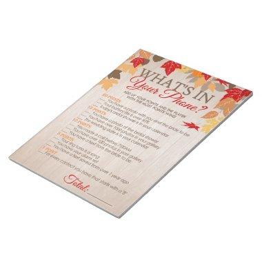 What's In Your Phone Fall  Game Notepad