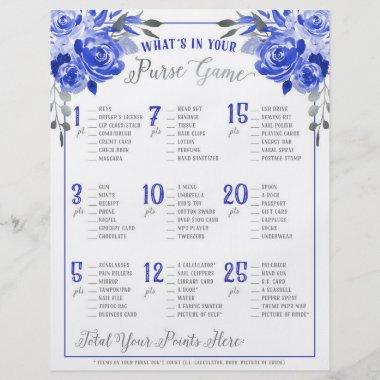 Whats In Your Purse Bridal Shower Game Blue Silver Flyer