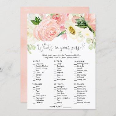 What's in your purse bridal shower game blush pink Invitations