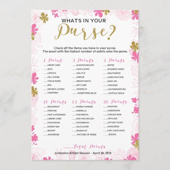 Whats In Your Purse Bridal Shower Game Floral Invitations