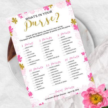 Whats In Your Purse Bridal Shower Game Floral Invitations
