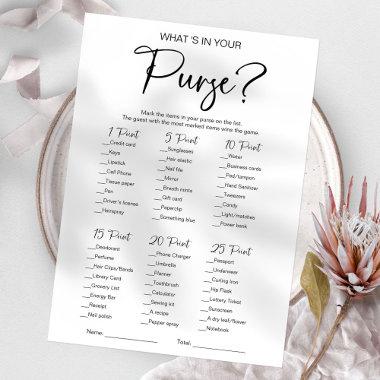 What's In Your Purse Bridal Shower Game Invitations