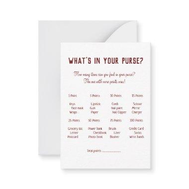 whats in your purse  game note