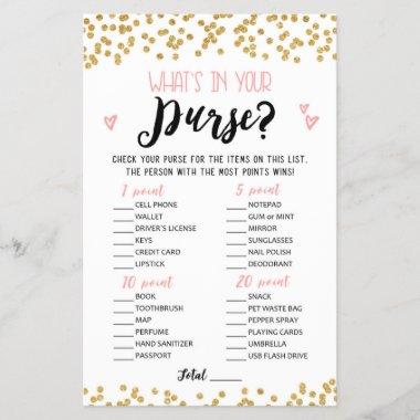 Whats in your purse Bridal Shower, Hen Party game