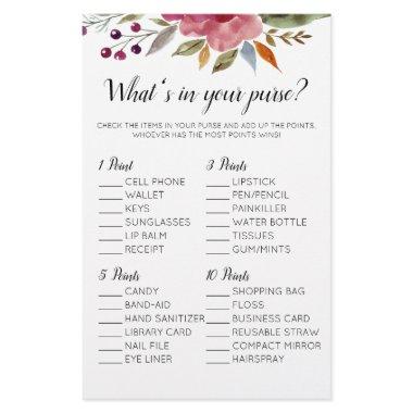 What's In Your Purse Floral Bridal Shower Game