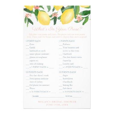 What's In Your Purse Game Invitations For Lemons Shower Flyer