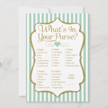 What's In Your Purse Game Mint Green Gold Shower