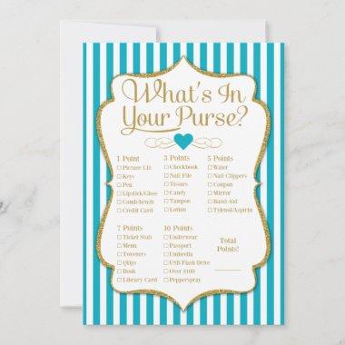 What's In Your Purse Game Turquoise Gold Shower