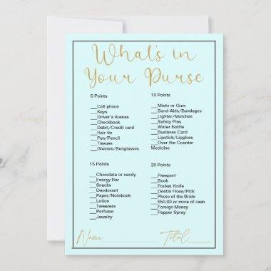 What's In Your Purse Light Cyan Blue Bridal Shower Invitations