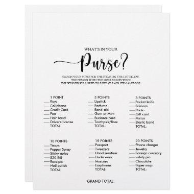 What's in your Purse Minimalist Bridal Shower Game