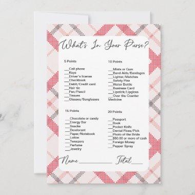 What's In Your Purse Red Plaid Bridal Shower Invitations