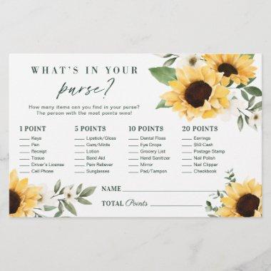 What's in Your Purse? Sunflower Bridal Shower Game
