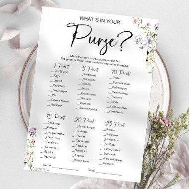 What's In Your Purse Wildflower Bridal Shower Game Invitations