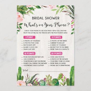 What's on Your Phone Fiesta Bridal Shower Game Invitations