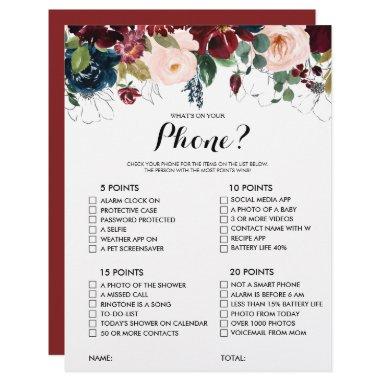 What's on your Phone Floral Bridal Shower Game