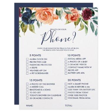 What's on your Phone Floral Bridal Shower Game