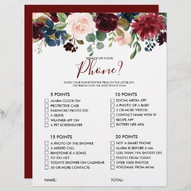 What's on your Phone Floral Bridal Shower Game