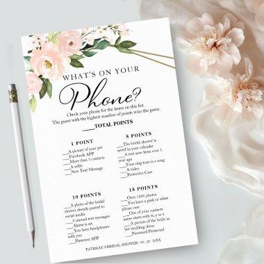 What's On Your Phone Pink Blush Floral Game Flyer