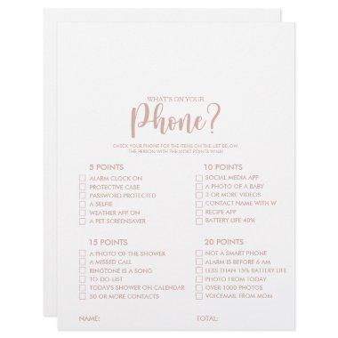 What's on your Phone Rose Gold Bridal Shower Game