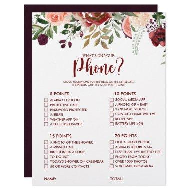 What's on your Phone Rustic Bridal Shower Game