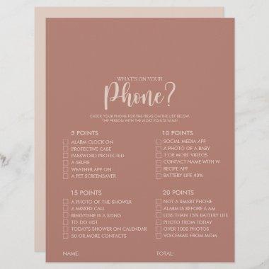 What's on your Phone Terracotta Bridal Shower Game