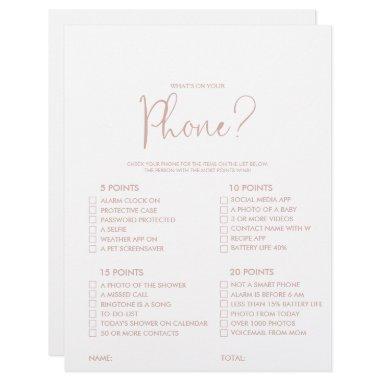 What's on your Rose Gold Phone Bridal Shower Game