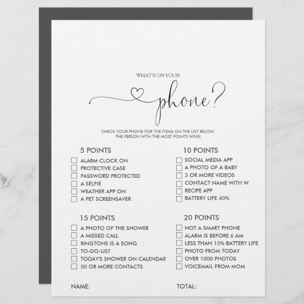 What's on your Script Phone Bridal Shower Game